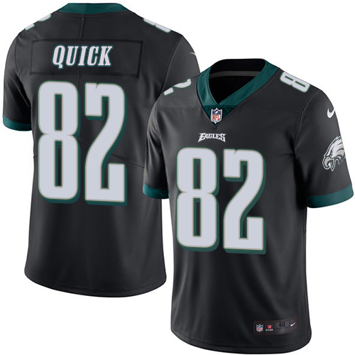 Men's Elite Mike Quick Nike Jersey Black - #82 Rush NFL Philadelphia Eagles